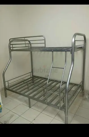 Metal Bunk Bed (Double Base, Ladder Included) - Good Condition