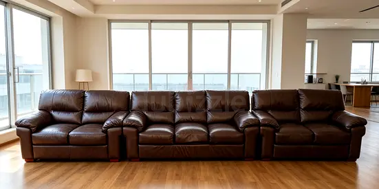 Sofa Leather 7 Seater Brown Darak
