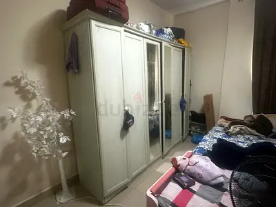 Large 4-Door Wardrobe with Mirror - Light Wood Finish 250 lenght 200 height
