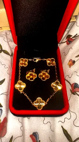 Gold-tone floral bracelet and matching earrings set