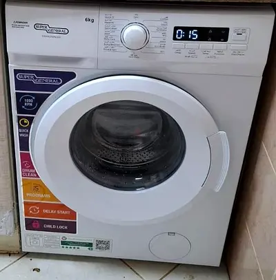 Super General 6 Kg Front Load Washing Machine SGW6250NLED, 1000 RPM, 15 Wash Programs, Quick Wash