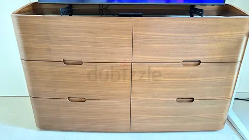 Curved Style 6-Drawer Wooden/glass Dresser with Mirror