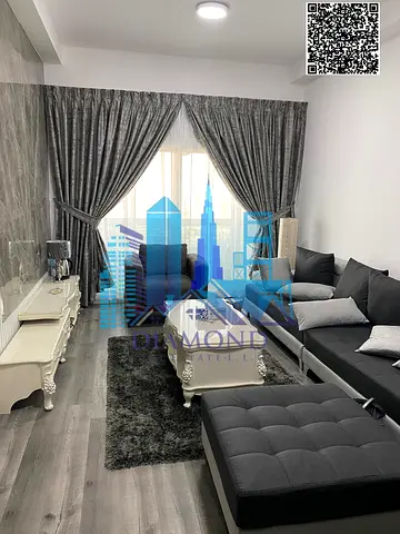 للأيجلر الشهرى شقه غرفتين و صاله مفروشه و مجهزه بالكامل بأبراج لؤلؤة عجمان .