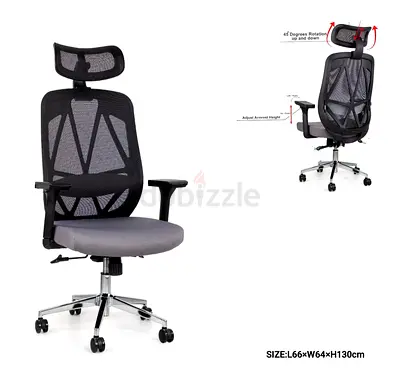 Ergonomic Mesh Office Chair with Headrest - Adjustable Lumbar Support