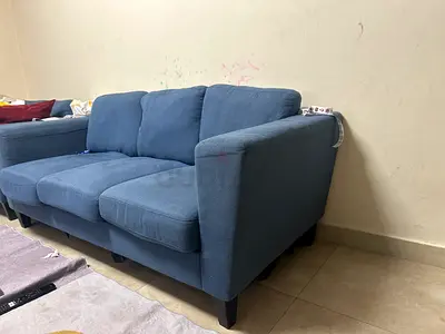Blue 3-Seater Fabric Sofa - Good Condition