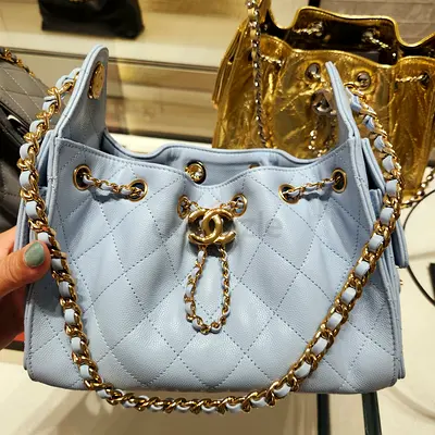 Chanel 25 Mini Baby Blue Caviar Gold Hardware Bag 26A Collection