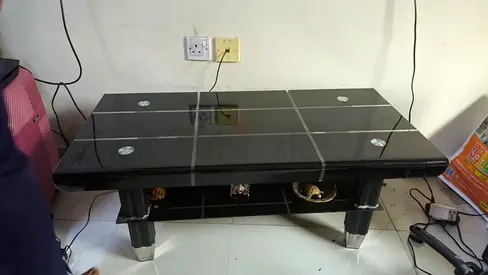 Black Glass Coffee Table with Storage Shelf - Good Condition