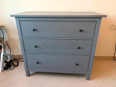 Solid Wood Grey 3-Drawer Dresser