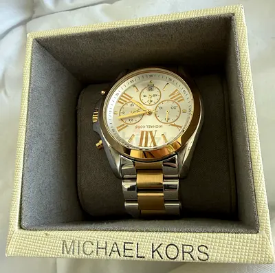 Michael Kors two-tone womens chronograph watch (excellent condition) 2026 Jan. Mint condition