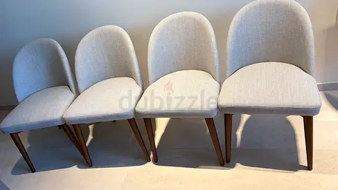 Set of 4 Modern Homecenter Style Dining Chairs - Light Grey Fabric