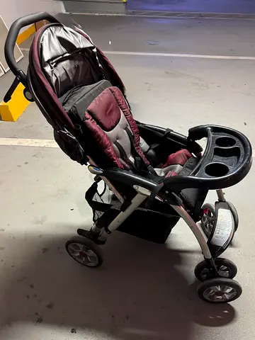 Used Standard Baby Stroller with Canopy and Snack Tray - Good Condition