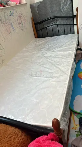 Single Metal Bed Frame with Mattress (Used)