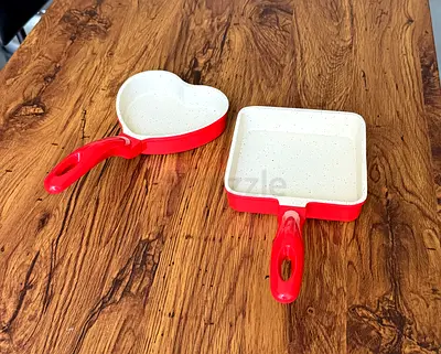 Ceramic Coated Red Heart  Square Mini Frying Pans - Set of 2