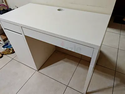 IKEA MICKE - White Single-Drawer Study/Computer Desk with Cable Hole
