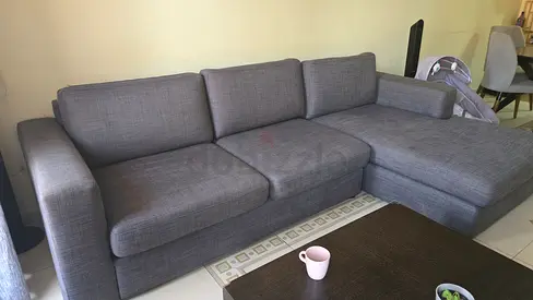 Grey L-shaped 3-seater Sofa with Chaise Longue - Good Condition