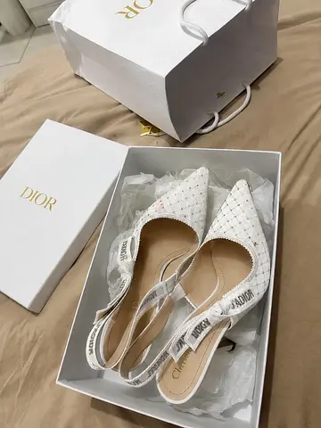 Authentic Dior White Slingback Heels - Size (39)