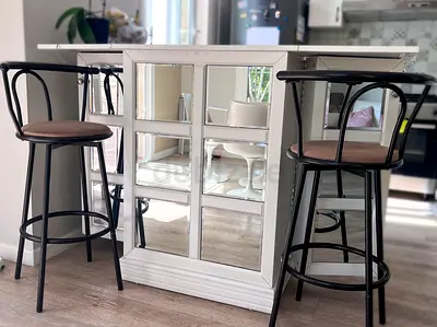 Kitchen Island Breakfast Bar with Storage  3 Free Bar Stools