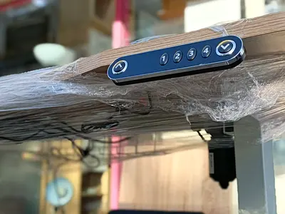 Electric Height Adjustable Desk — Light Wood Finish, Programmable Presets