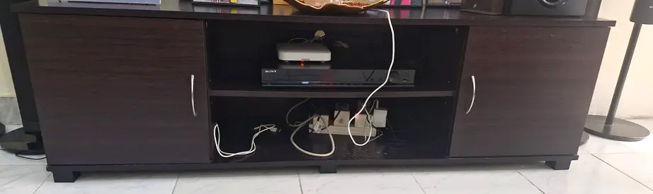 Dark Wood TV Entertainment Unit with Storage Cabinets