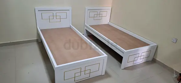 Pair of White Single Beds with Headboards — Good quality