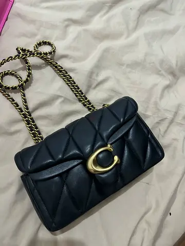 COACH Black quilted chain-strap shoulder bag with gold clasp