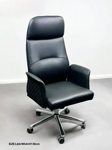 Black High-Back Executive Office Chair - Leatherette, Adjustable, Good Condition