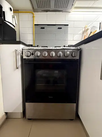 Midea 60x60cm Freestanding Cooker, Full Gas Cooking Range with 4 Burners, Automatic Ignition  Safet