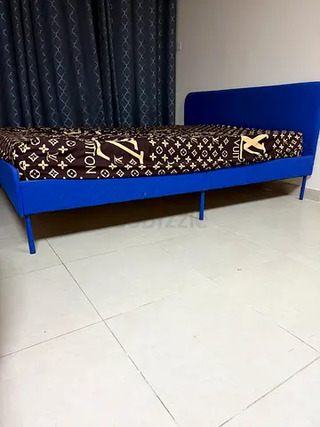 Blue ikea queen size bed