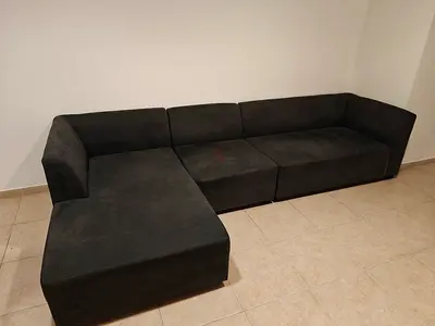Large Dark Grey L-Shaped Corner Sofa — Comfortable 3-Seater with Chaise