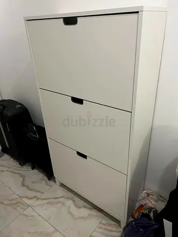 Slim White 3-Drawer Shoe Cabinet - Good Condition
