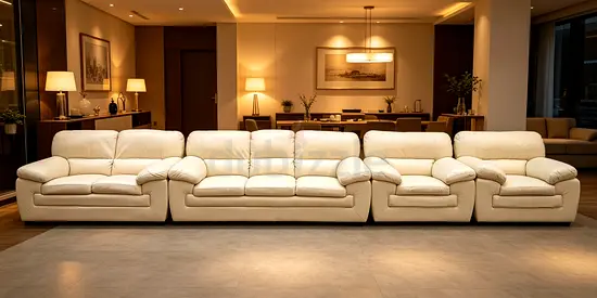 Sofa Leather 7 Seater Off White