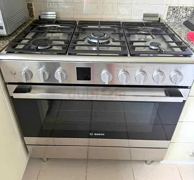 Bosch 90 X 60 Cm 5 Gas Burners Gas Cooker, Stainless Steel - HGK90VQ50M