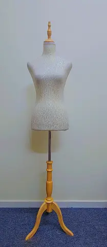 Adjustable Female Dress Form Mannequin on Wooden Stand
