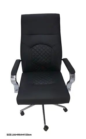High-Back Black Office Chair with Armrests and Wheels