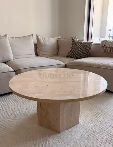 Travertine Round Coffee Table BRAND NEW