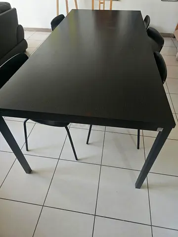 home center Solid Black Dining Table - Seats 5, Good Condition