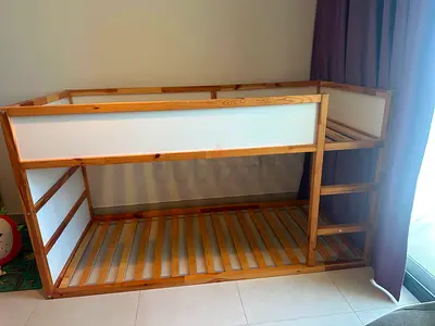 Solid Wood Loft Bed Frame with Built-in Ladder — Good Condition