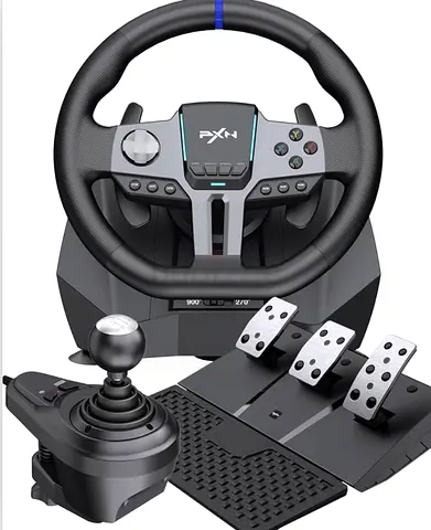 PXN V9 Gen2 Gaming Steering Wheel with Pedals and Shifter - 270°|900° Racing Wheel, Vibration Feedba
