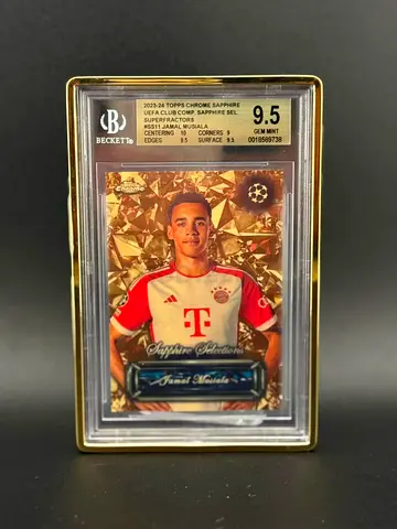 2023-24 Topps Chrome Sapphire Jamal Musiala BGS 9.5 UEFA Card (Framed)