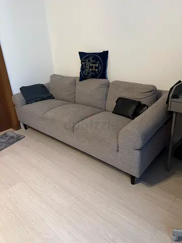 Light grey 3-seater fabric sofa - good condition