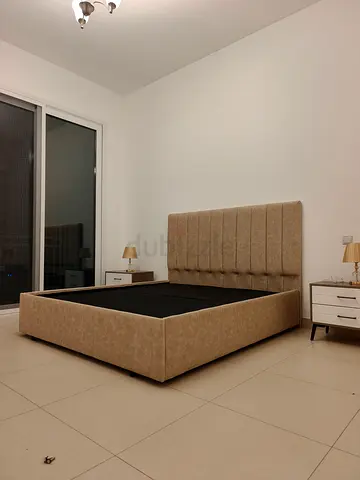 Modern Upholstered Bed Frame with Tall Headboard