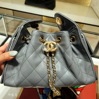 Chanel 25 Mini Grey Caviar Gold Hardware Bag 26A Collection