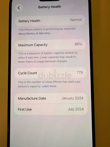 iPhone 15pro max 256 GB apple care + July 2026