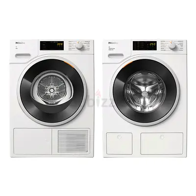 Miele Washer 9kg WWI860 WPS PWASH White/Miele TWF760WP EcoSpeed  8 KG T1 Heat-Pump Tumble Dryer