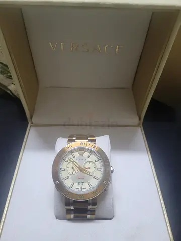 Versace mens stainless steel chronograph watch with box