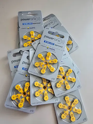 Original Powerone Battery 10, (60ea/pkg) p10 Zinc Air Hearing Aid Batteries (Yellow) Size 10