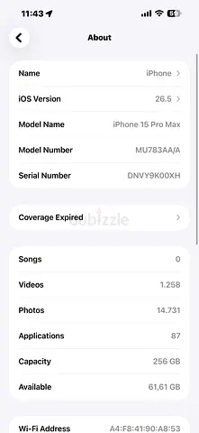 iPhone 15 Pro Max - 256GB, (Used, great Condition)