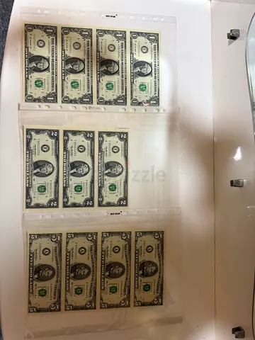 1, 2  5 USD$ Uncut Sheet UNC 3 x Sheets