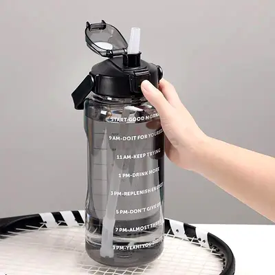 Large Motivational Time-Marker Water Bottle with Straw (1L)