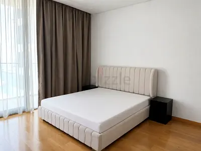 Beige Upholstered Double Bed with Headboard including matress